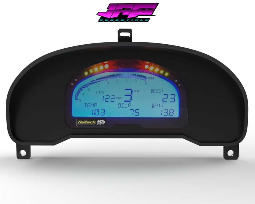 Digital Display Dash Mount to suit a Haltech IQ3 Display Screen which is a direct fit OEM factory fit which has a perfect interior black paint finish.