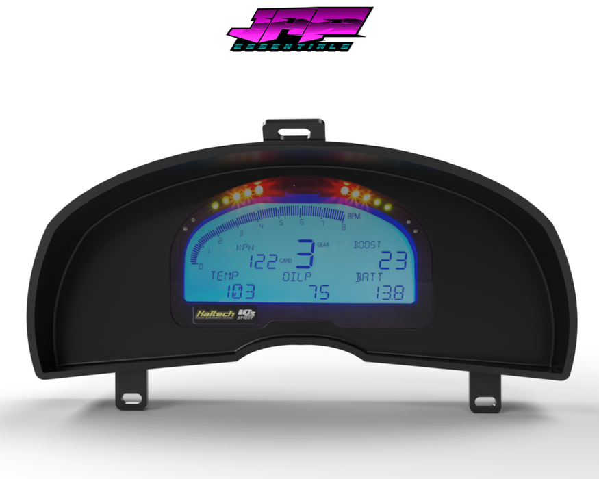 Digital Display Dash Mount to suit a Haltech IQ3 Display Screen which is a direct fit OEM factory fit which has a perfect interior black paint finish.