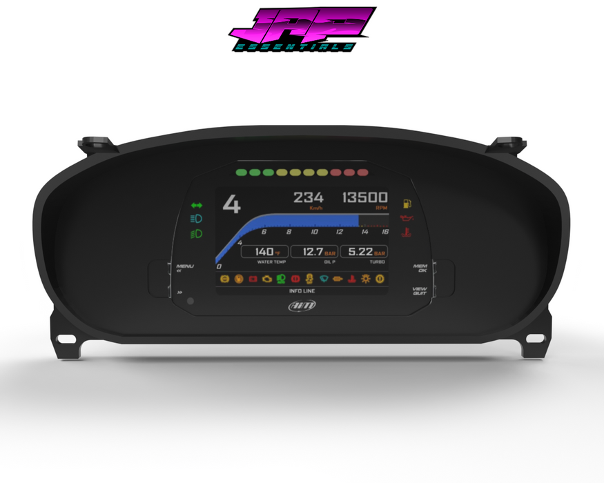 Digital Display Dash Mount to suit a AiM MXS Strada Display Screen which is a direct fit OEM factory fit which has a perfect interior black paint finish.