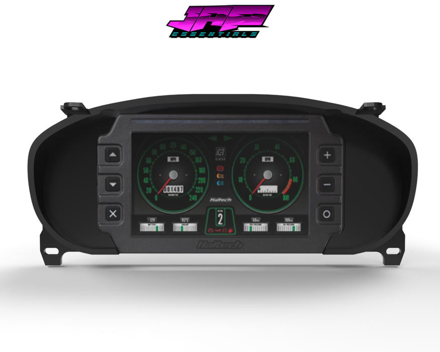 Digital Display Dash Mount to suit a Haltech iC-7 Display Screen which is a direct fit OEM factory fit which has a perfect interior black paint finish.