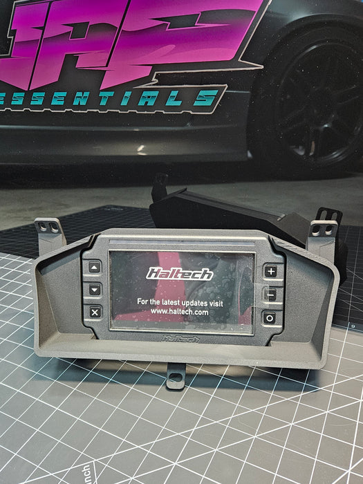 Digital Display Dash Mount to suit a Haltech iC-7 Display Screen which is a direct fit OEM factory fit which has a perfect interior black paint finish.