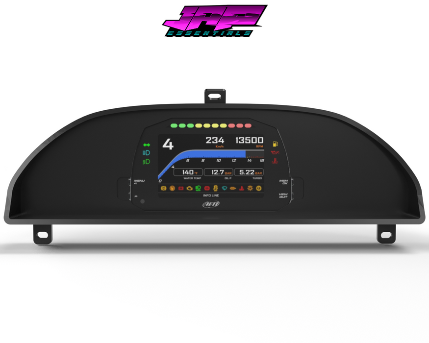 Digital Display Dash Mount to suit a AiM MXS Strada Display Screen which is a direct fit OEM factory fit which has a perfect interior black paint finish.