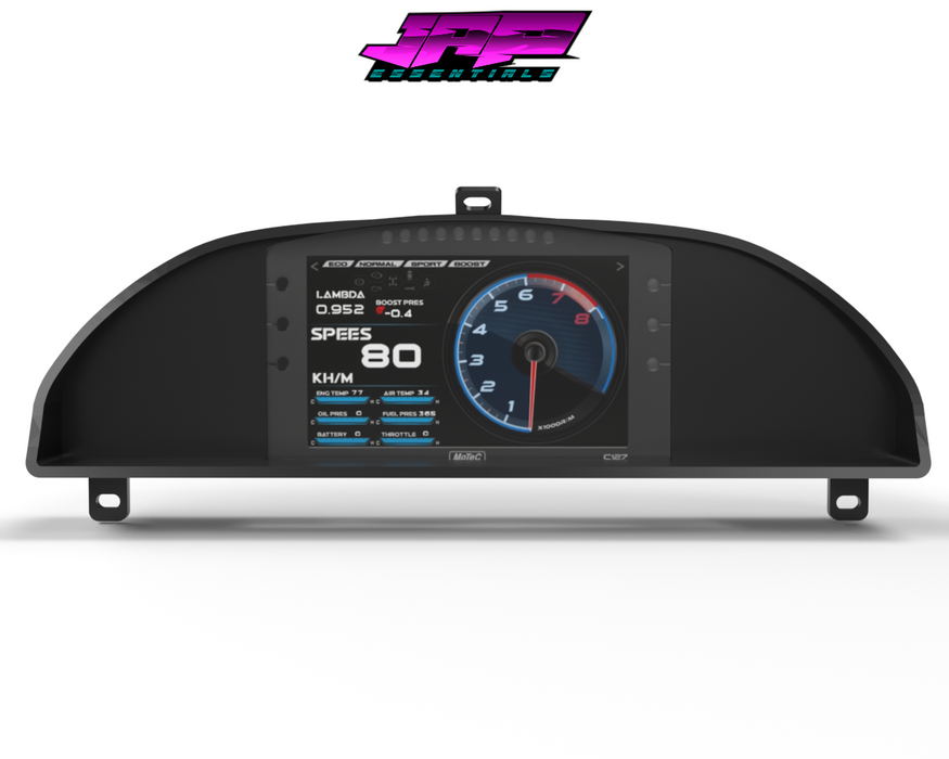 Digital Display Dash Mount to suit a MoTeC C127 Display Screen which is a direct fit OEM factory fit which has a perfect interior black paint finish.