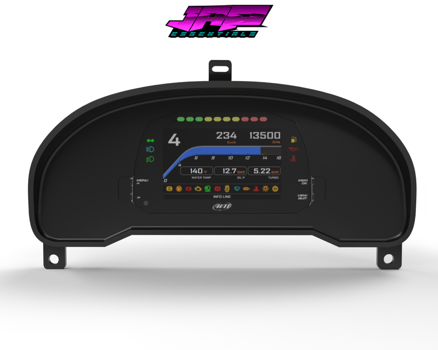 Digital Display Dash Mount to suit a AiM MXS Strada Display Screen which is a direct fit OEM factory fit which has a perfect interior black paint finish.