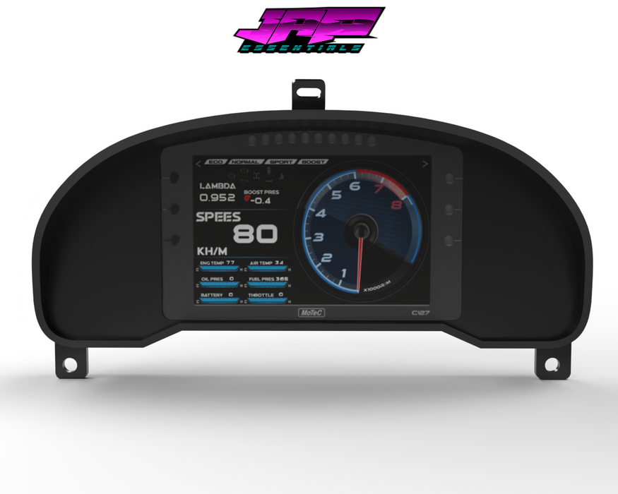 Digital Display Dash Mount to suit a MoTeC C127 Display Screen which is a direct fit OEM factory fit which has a perfect interior black paint finish.