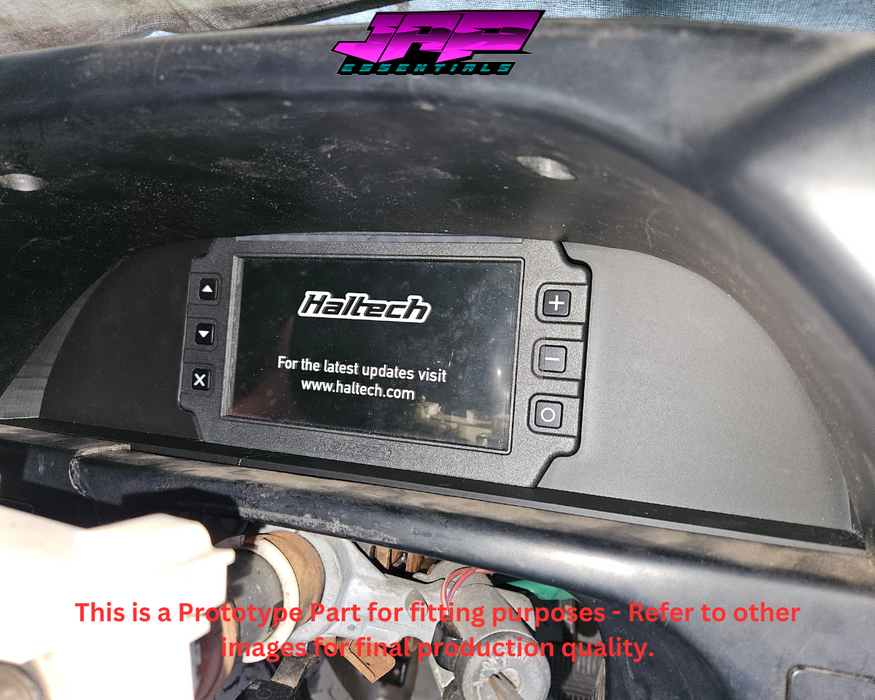 Digital Display Dash Mount to suit a Haltech iC-7 Display Screen which is a direct fit OEM factory fit which has a perfect interior black paint finish.