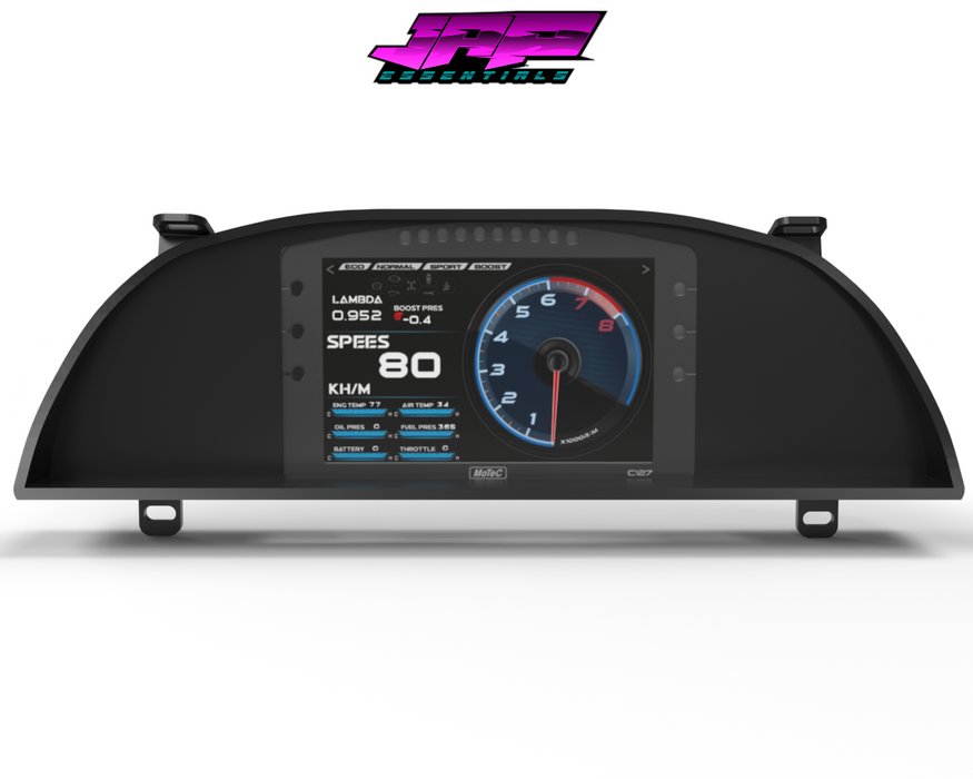 Digital Display Dash Mount to suit a MoTeC C127 Display Screen which is a direct fit OEM factory fit which has a perfect interior black paint finish.