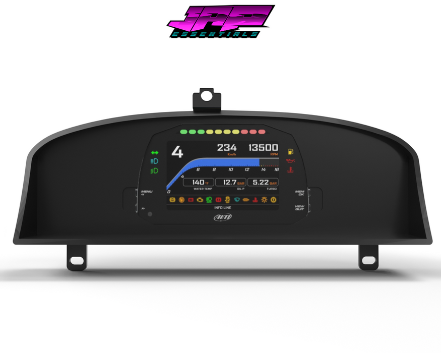 Digital Display Dash Mount to suit a AiM MXS Strada Display Screen which is a direct fit OEM factory fit which has a perfect interior black paint finish.