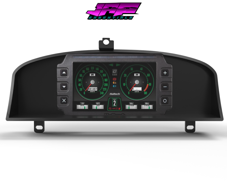 Digital Display Dash Mount to suit a Haltech iC-7 Display Screen which is a direct fit OEM factory fit which has a perfect interior black paint finish.