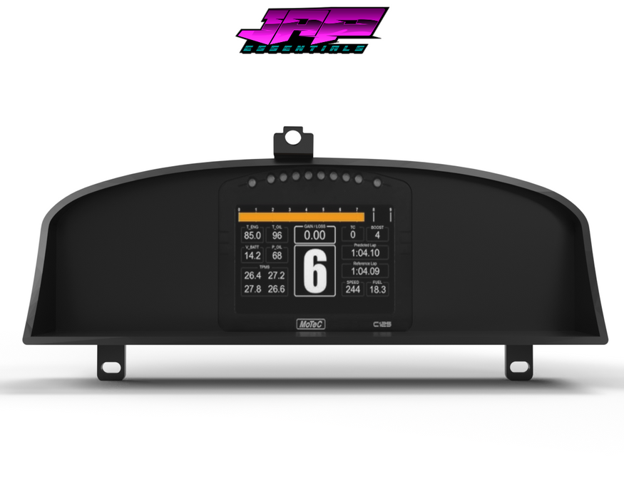 Digital Display Dash Mount to suit a MoTeC C125 Display Screen which is a direct fit OEM factory fit which has a perfect interior black paint finish.